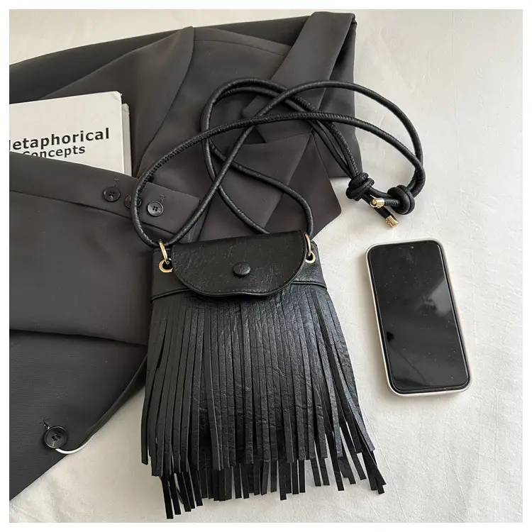Tassel Crossbody Bag for Women, Brown Fringed Shoulder Crossbody — feature 15