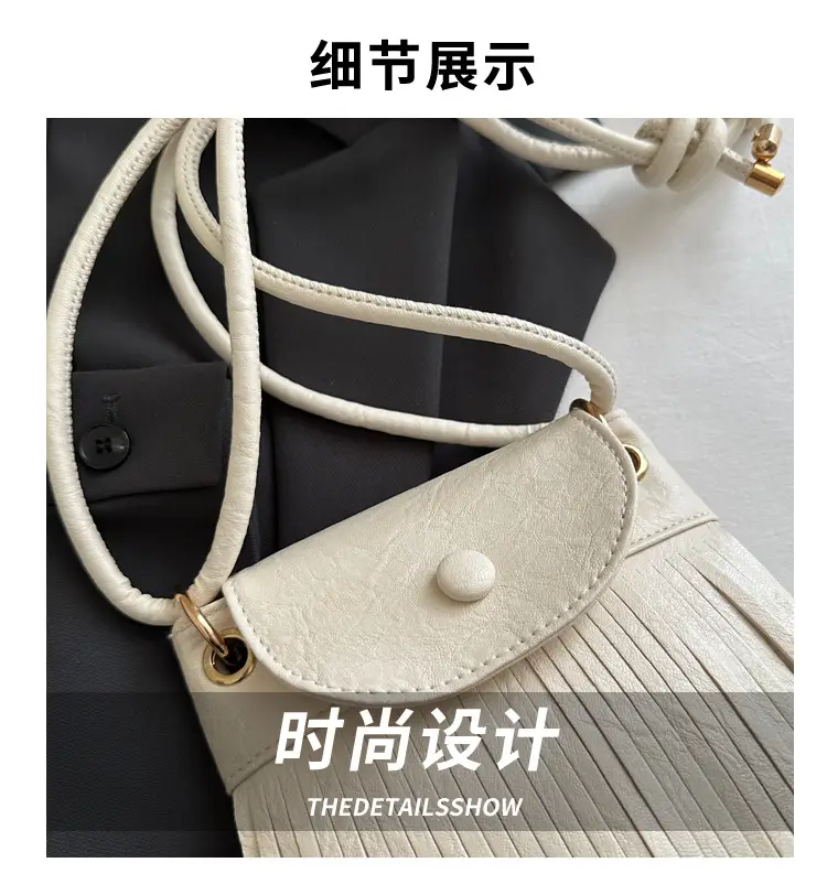 Tassel Crossbody Bag for Women, Brown Fringed Shoulder Crossbody — feature 3