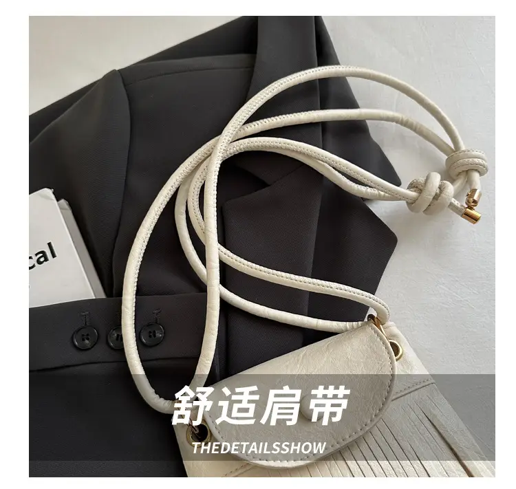 Tassel Crossbody Bag for Women, Brown Fringed Shoulder Crossbody — feature 4