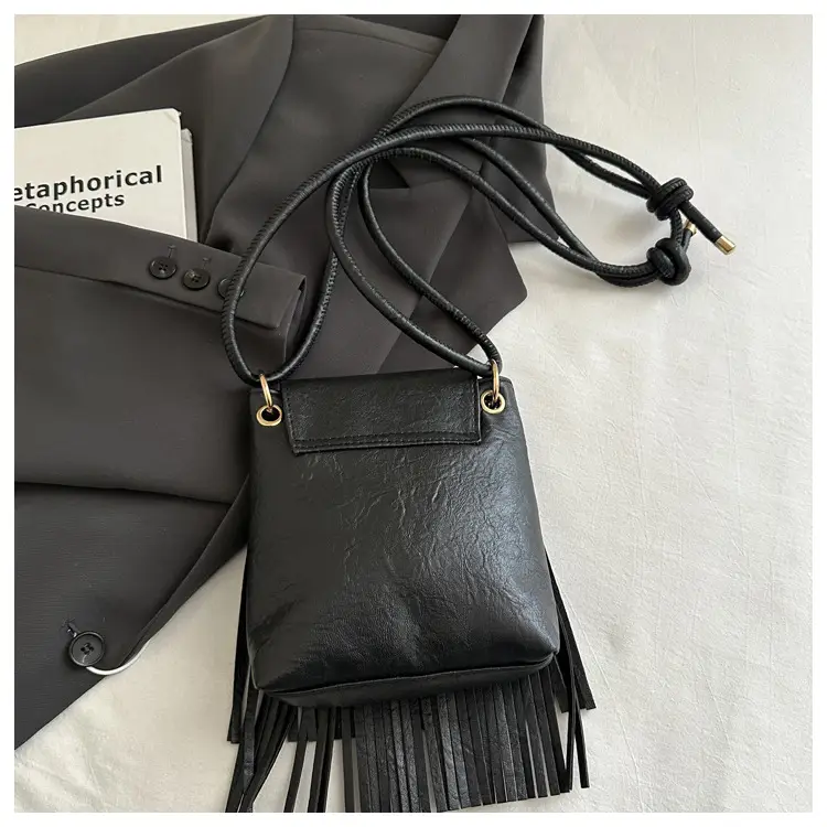 Tassel Crossbody Bag for Women, Brown Fringed Shoulder Crossbody — feature 43