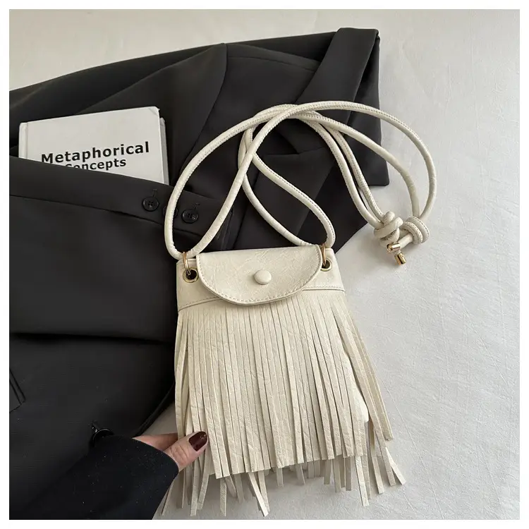 Tassel Crossbody Bag for Women, Brown Fringed Shoulder Crossbody — feature 44