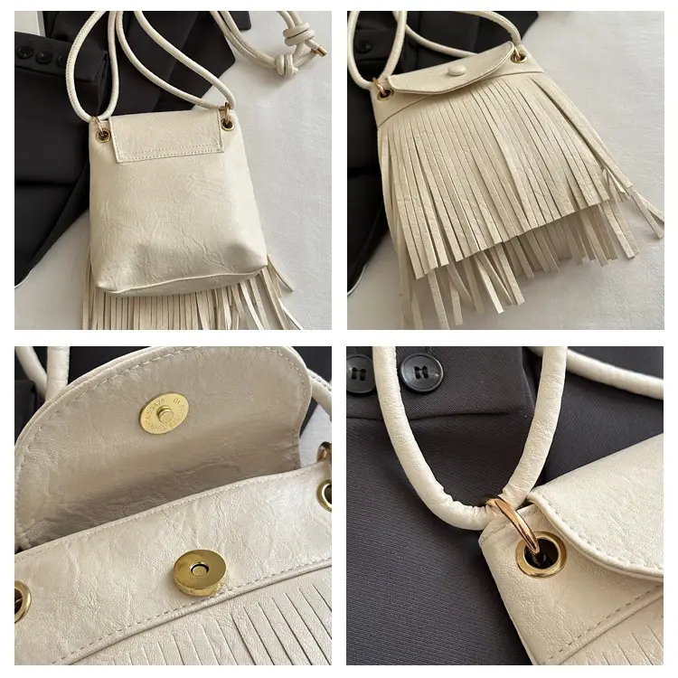Tassel Crossbody Bag for Women, Brown Fringed Shoulder Crossbody — feature 7