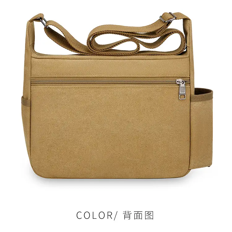 Men's Canvas Shoulder Bag with Water Cup Storage & Crossbody — feature 17