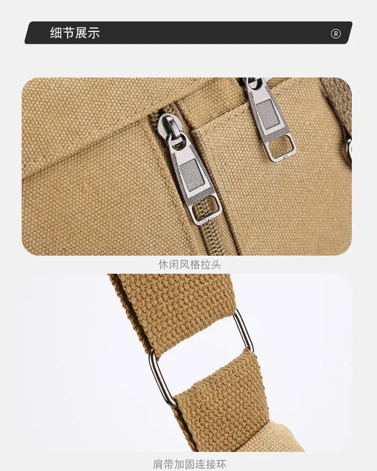 Men's Canvas Shoulder Bag with Water Cup Storage & Crossbody — feature 19