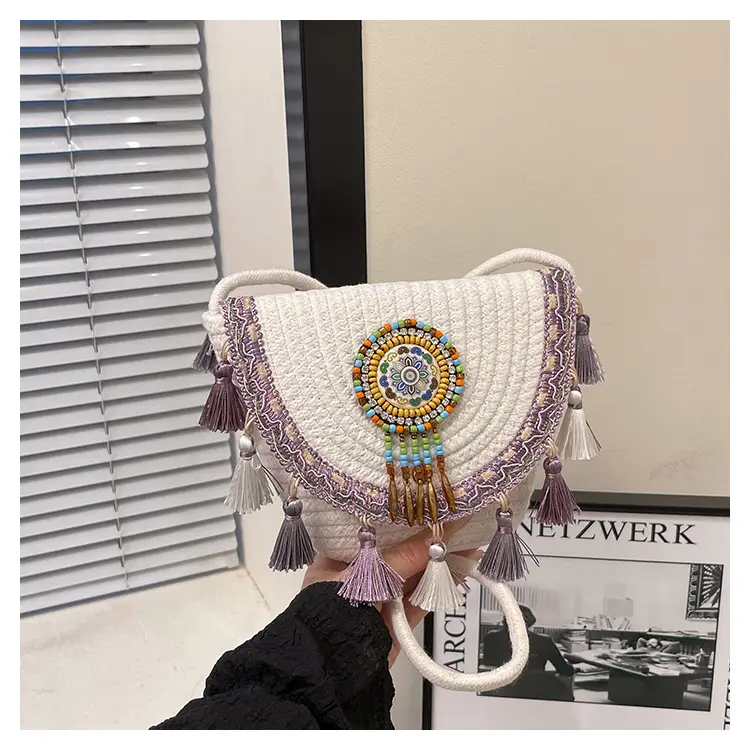 2025 Ethnic Straw Clutch Bag with Tassels — feature 21