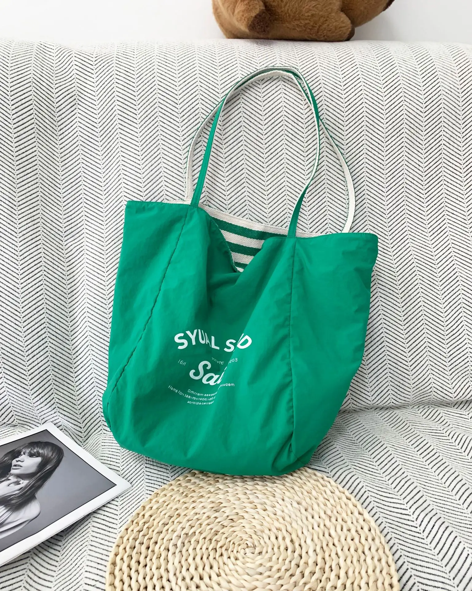 Striped Canvas Tote Bags 2024 New Korean Style — feature 10