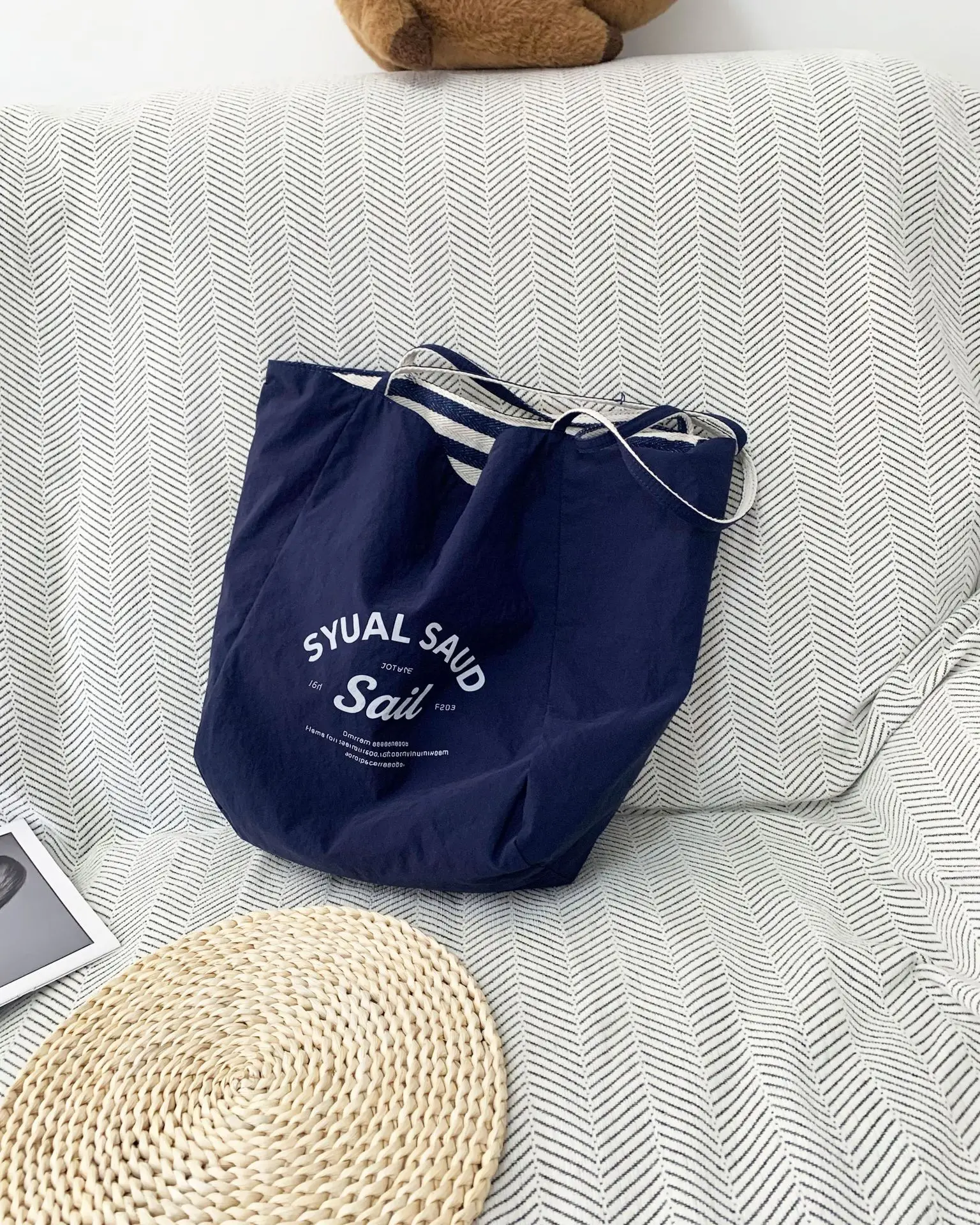 Striped Canvas Tote Bags 2024 New Korean Style — feature 12