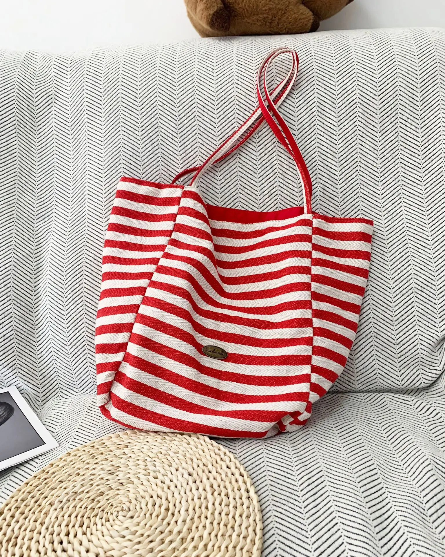 Striped Canvas Tote Bags 2024 New Korean Style — feature 15