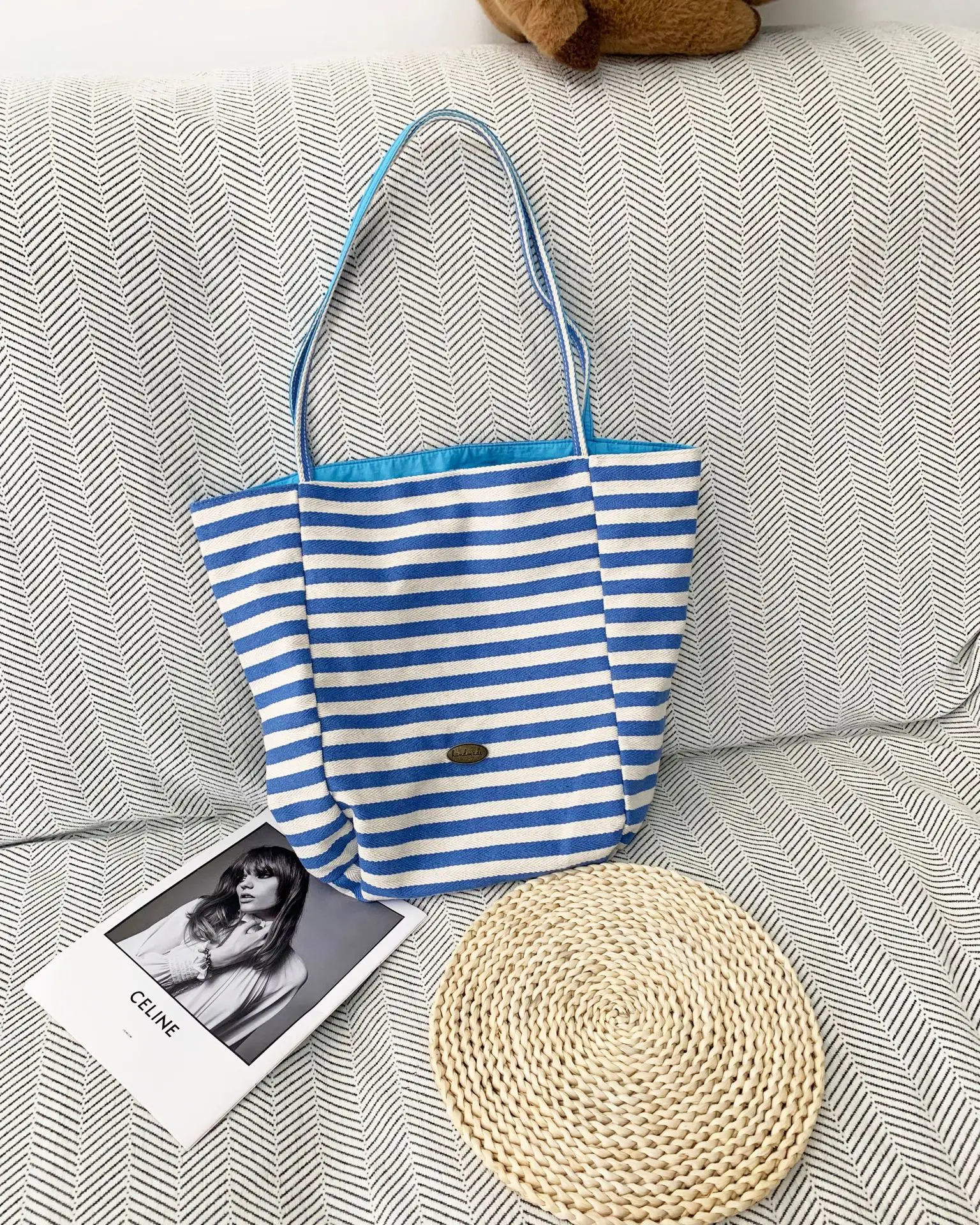 Striped Canvas Tote Bags 2024 New Korean Style — feature 6