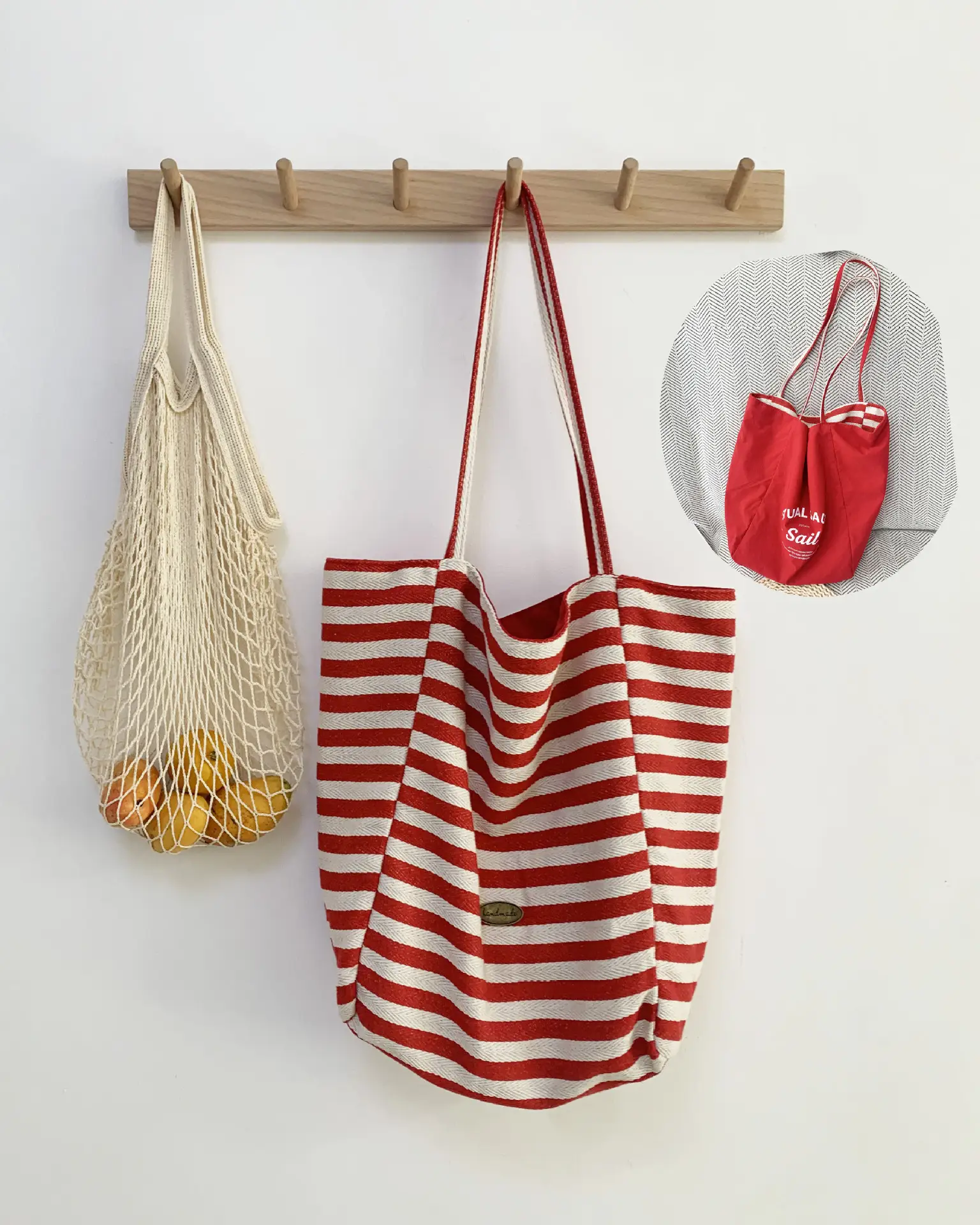 Striped Canvas Tote Bags 2024 New Korean Style - Image 2