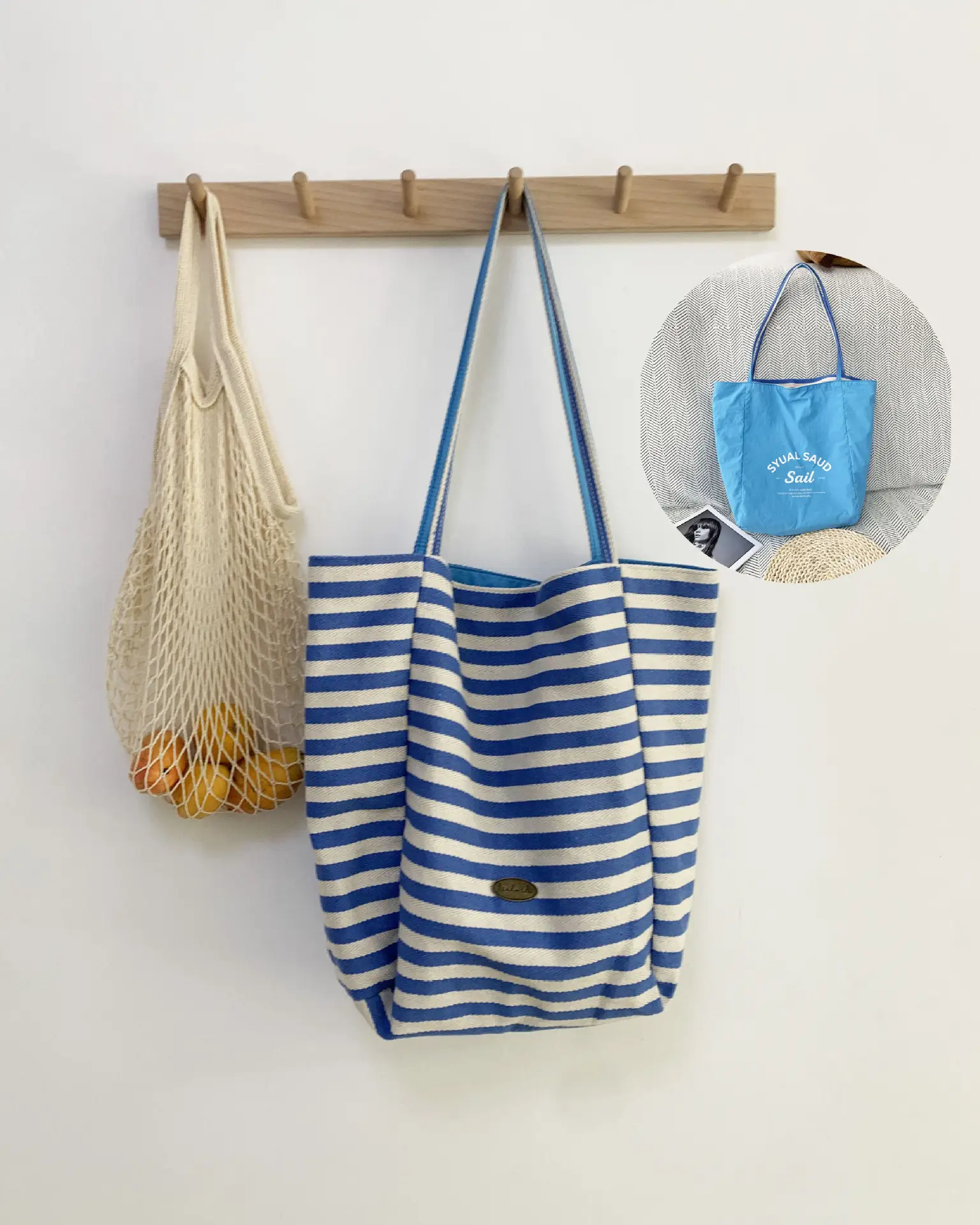 Striped Canvas Tote Bags 2024 New Korean Style - Image 4