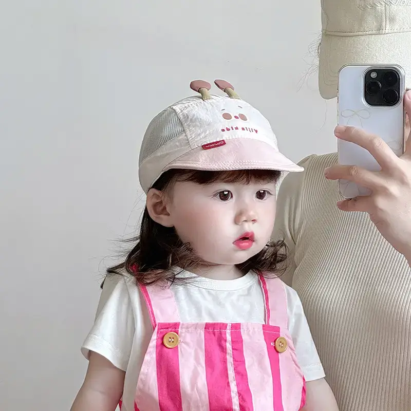 Baby Pink Mesh Sun Hat for Kids - Image 8