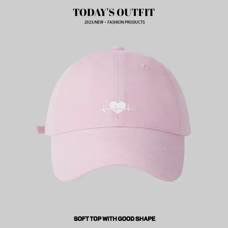 Pink Heart Stamped Baseball Cap for Women - Image 2