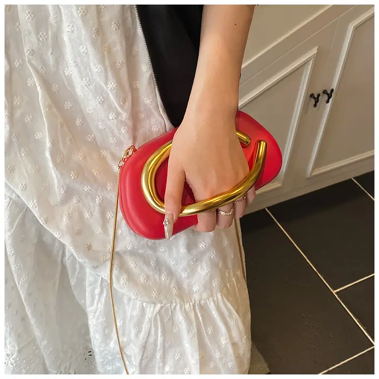 Zr Gold Plated Mini Clutch Bag Red Vintage Handle — feature 10