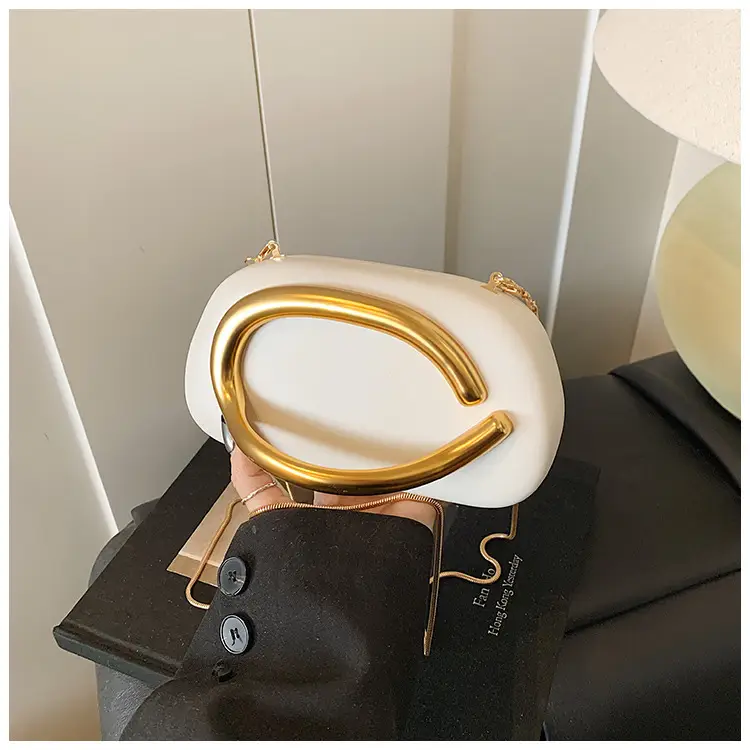 Zr Gold Plated Mini Clutch Bag Red Vintage Handle - Image 5