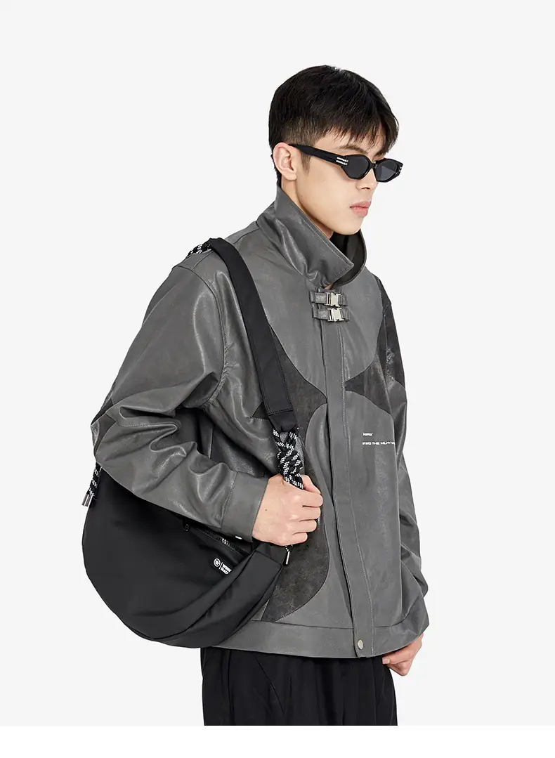 Men's Beige Crossbody Shoulder Bag with Tassel Strap — feature 1