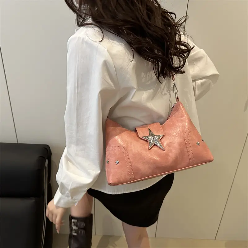 Women's Textured Star Shoulder Bag Casual Elegant Large Capacity - Image 8