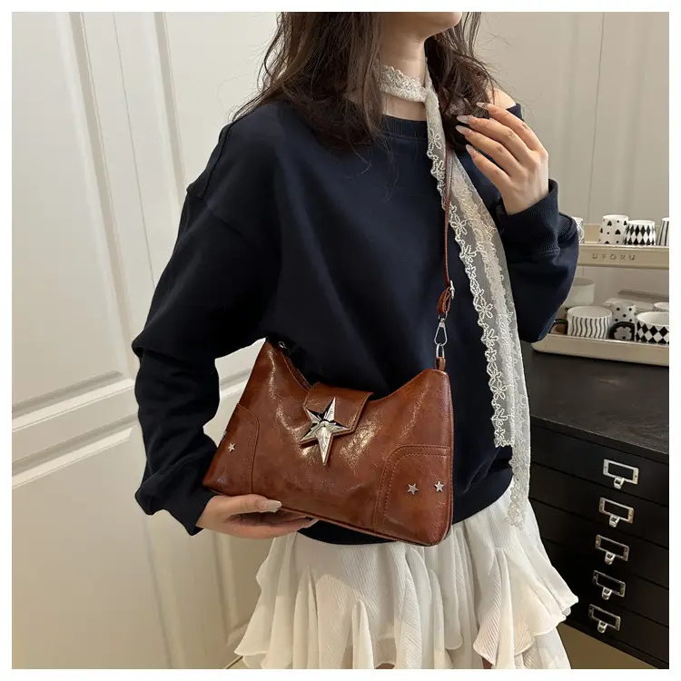 Women's Textured Star Shoulder Bag Casual Elegant Large Capacity — feature 10