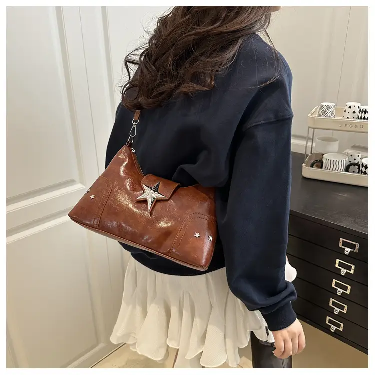 Women's Textured Star Shoulder Bag Casual Elegant Large Capacity — feature 11