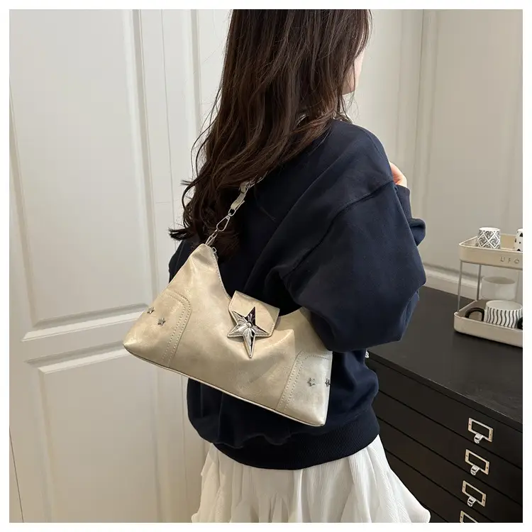 Women's Textured Star Shoulder Bag Casual Elegant Large Capacity — feature 12