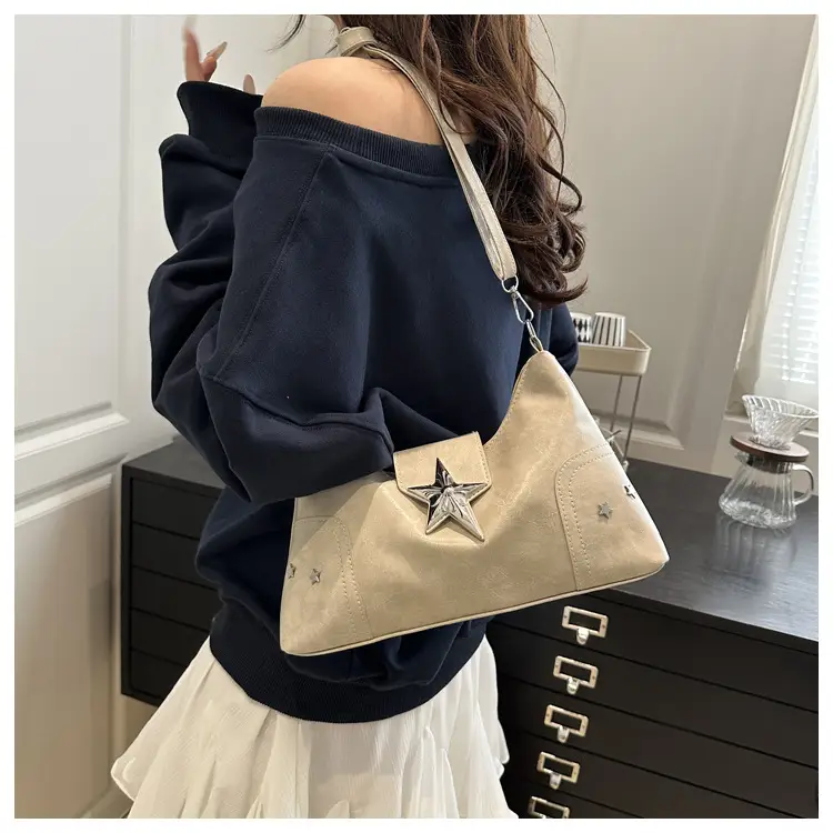 Women's Textured Star Shoulder Bag Casual Elegant Large Capacity — feature 13