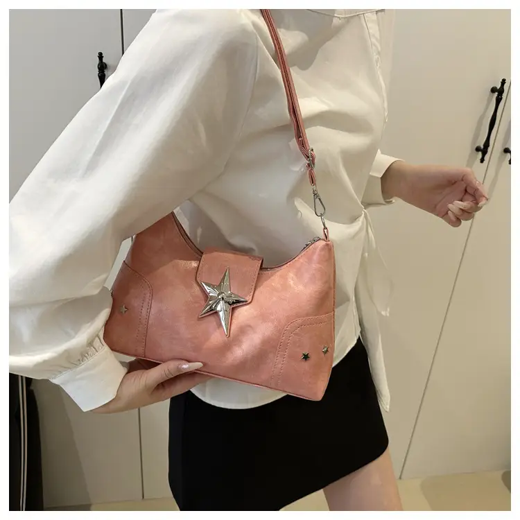 Women's Textured Star Shoulder Bag Casual Elegant Large Capacity — feature 15