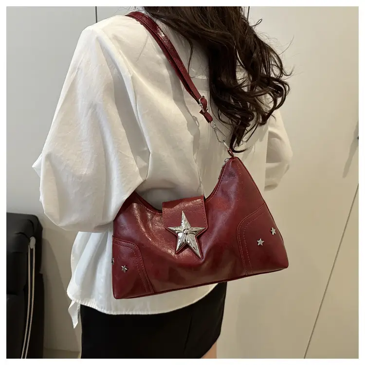 Women's Textured Star Shoulder Bag Casual Elegant Large Capacity — feature 16