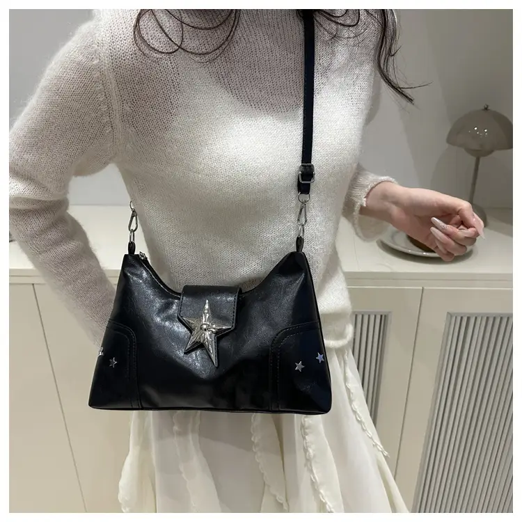 Women's Textured Star Shoulder Bag Casual Elegant Large Capacity — feature 19