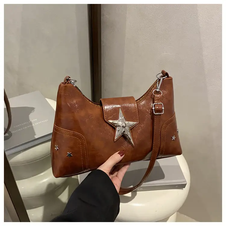 Women's Textured Star Shoulder Bag Casual Elegant Large Capacity — feature 20