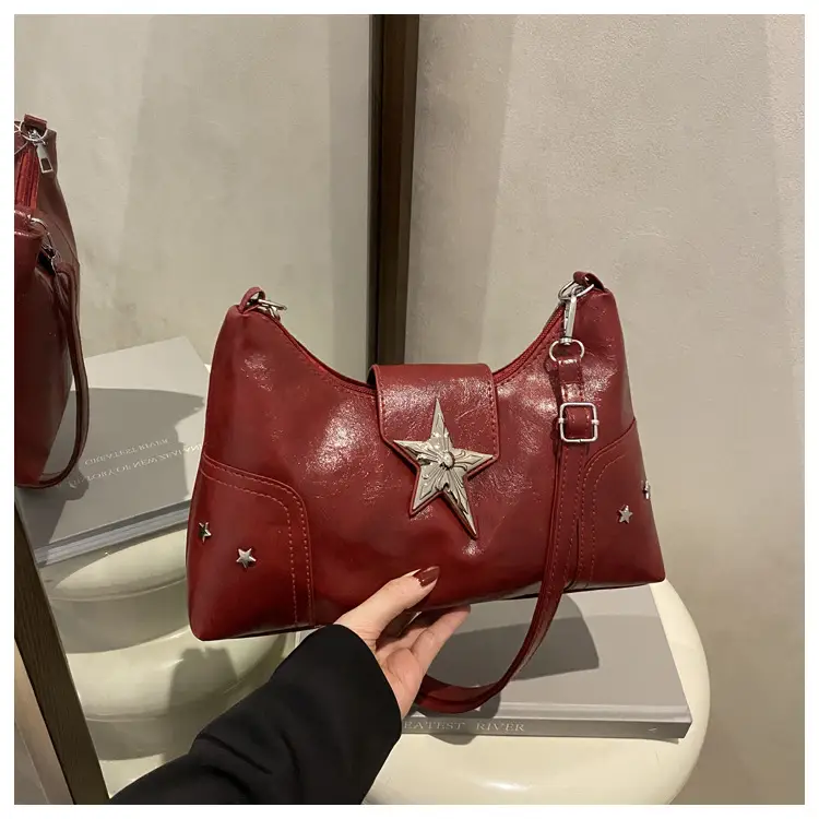 Women's Textured Star Shoulder Bag Casual Elegant Large Capacity — feature 22