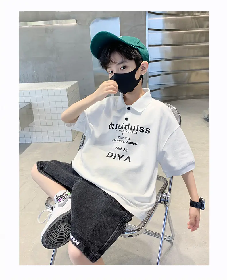 Boys White DIYA Print Polo T-Shirt Short Sleeve — feature 15