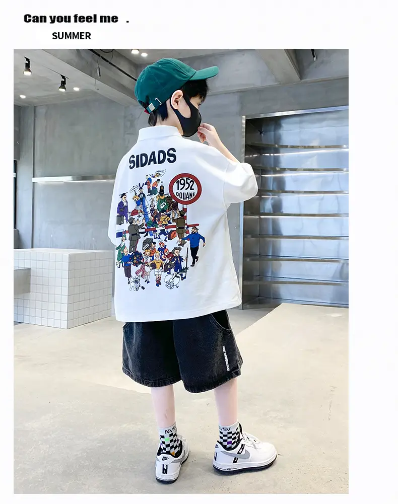 Boys White DIYA Print Polo T-Shirt Short Sleeve — feature 19