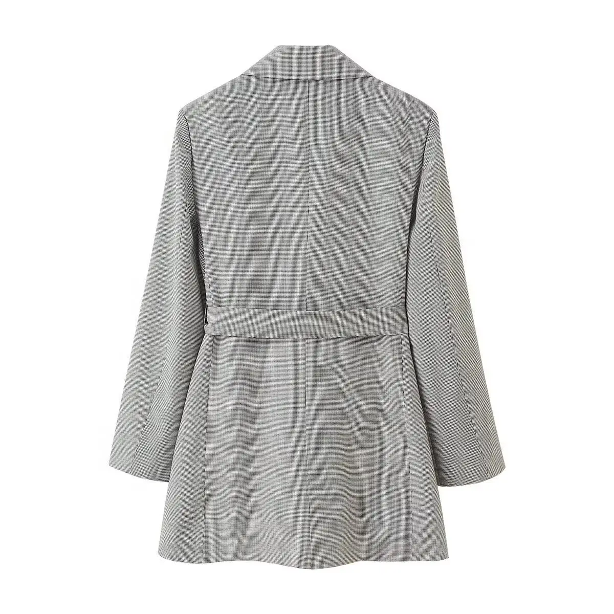 Grey Belted Crossbody Jacket with Pleated Pants - Image 4