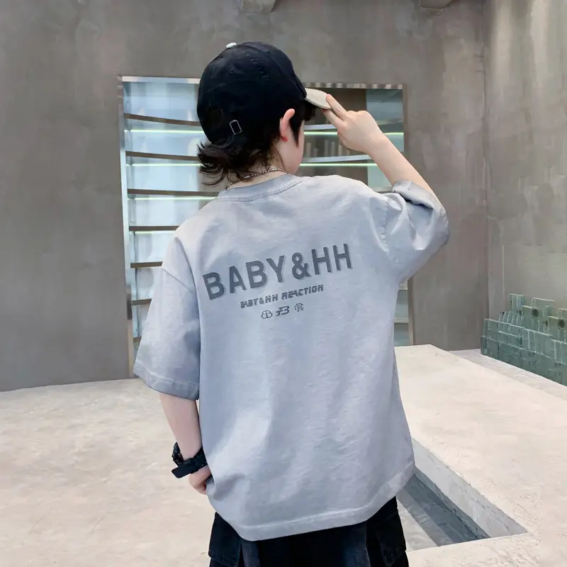 Boys Summer Distressed T-Shirt 2026 Grey - Image 3