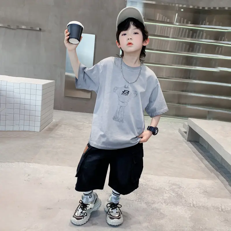 Boys Summer Distressed T-Shirt 2026 Grey - Image 5