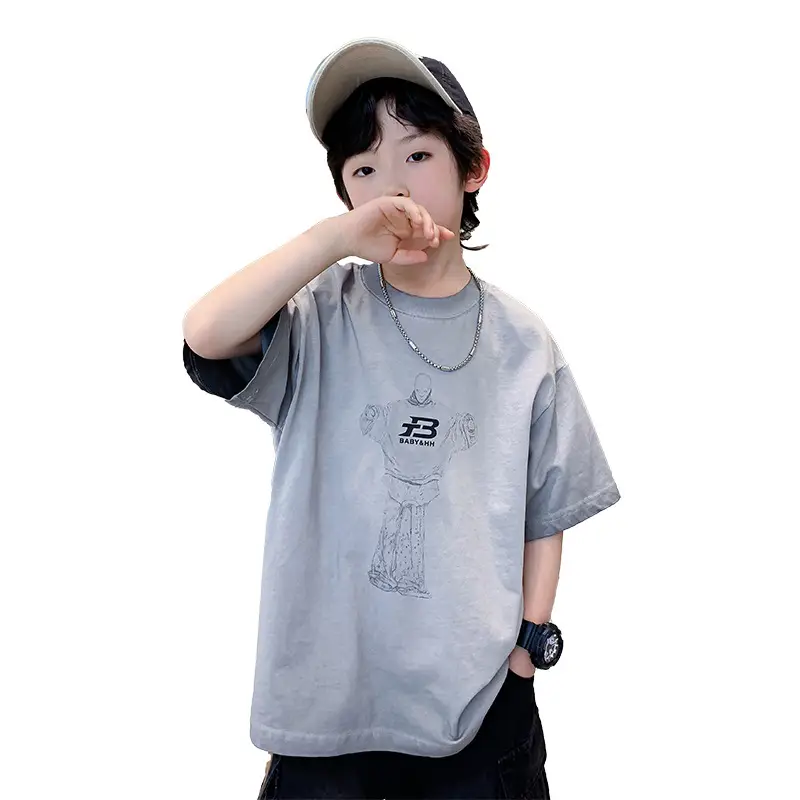 Boys Summer Distressed T-Shirt 2026 Grey - Image 6