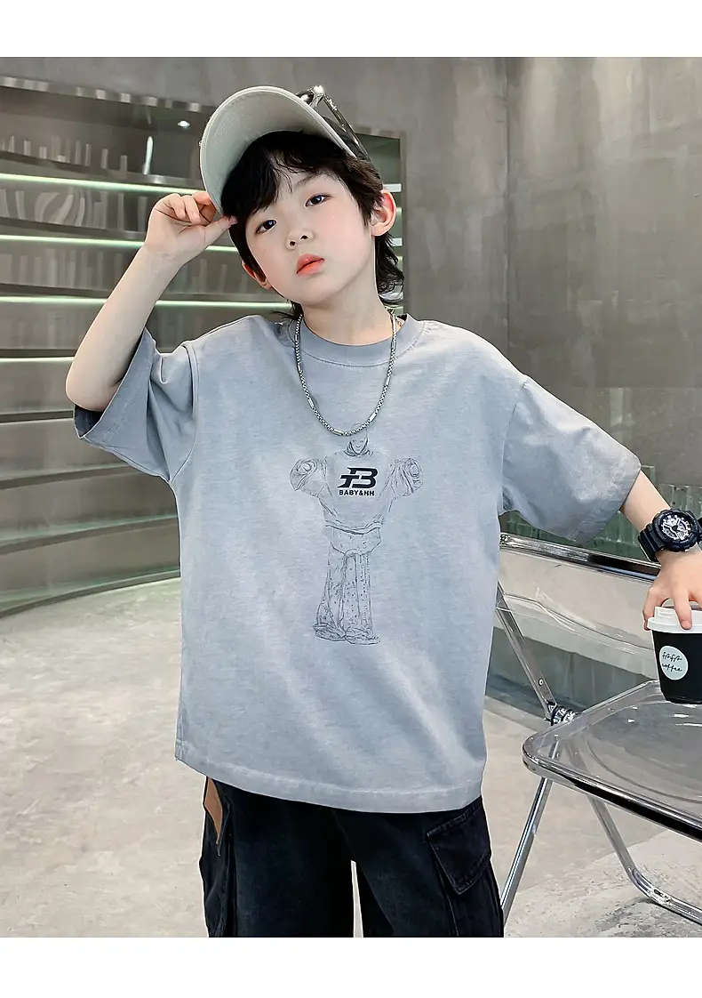 Boys Summer Distressed T-Shirt 2026 Grey — feature 10