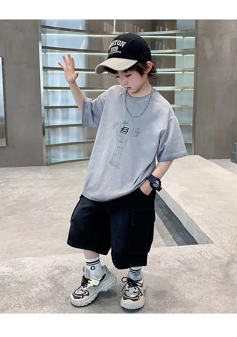 Boys Summer Distressed T-Shirt 2026 Grey — feature 13