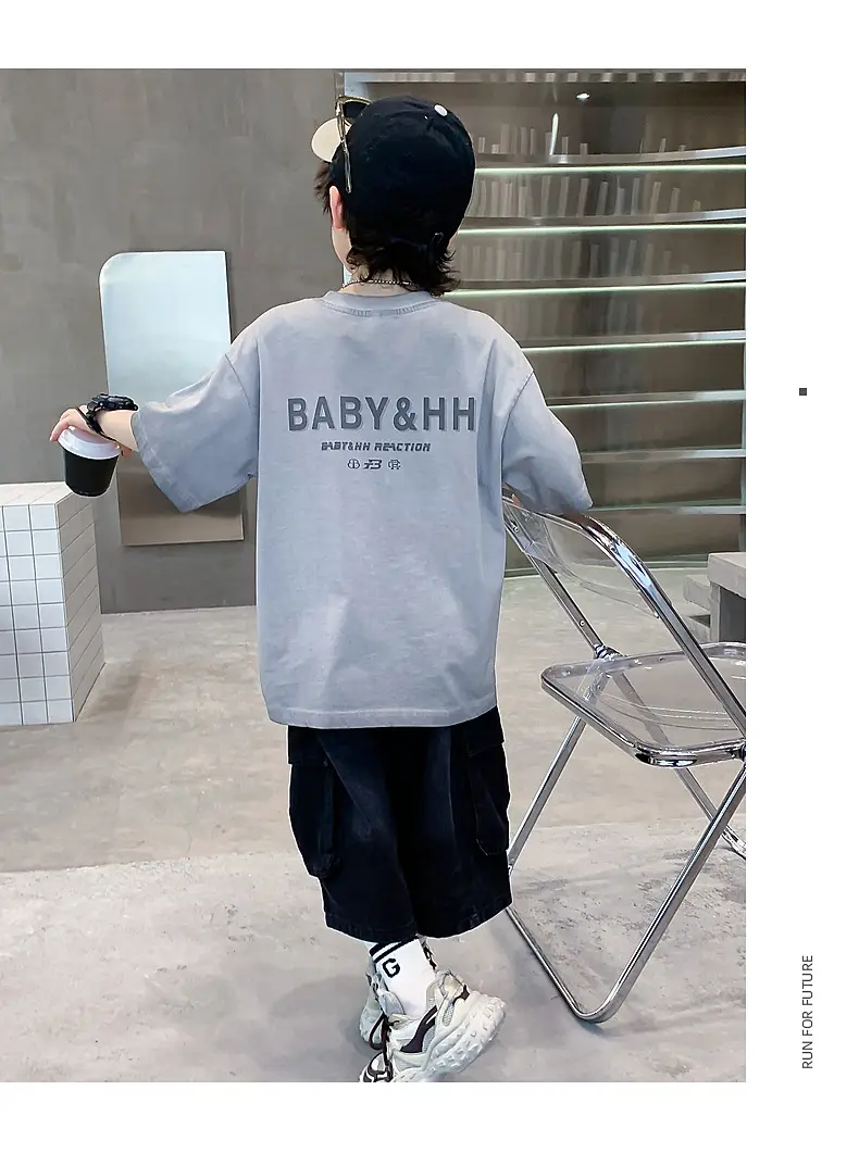 Boys Summer Distressed T-Shirt 2026 Grey — feature 9