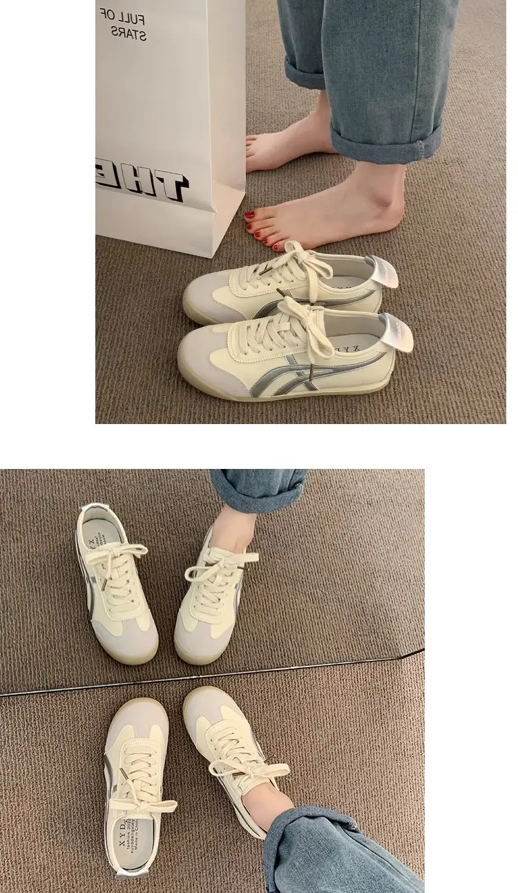 Fashionable Forrest Gump Shoes for Women 2025 New Summer Silver Flats-Soled Lace-Up Casual Sports Comfortable and Lightweight White Shoes — feature 14