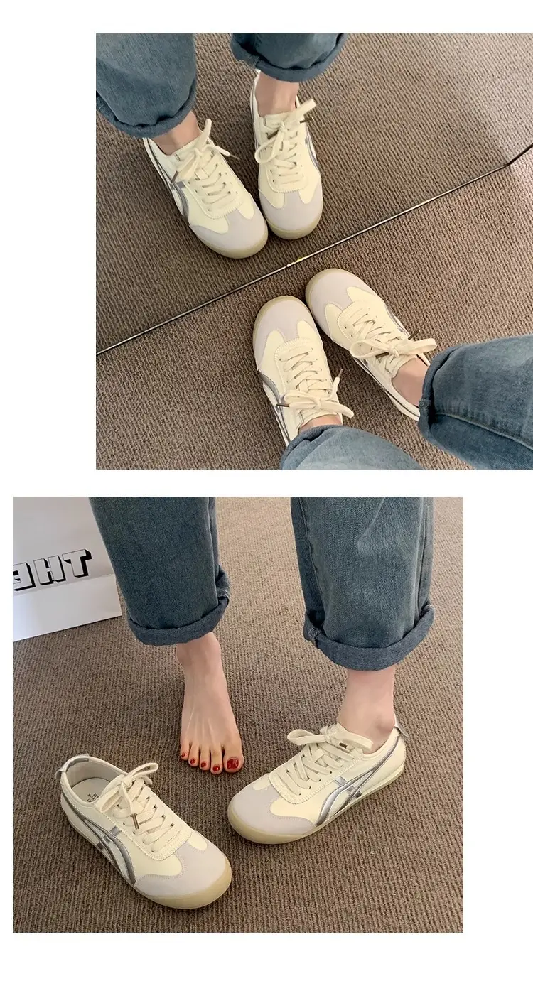 Fashionable Forrest Gump Shoes for Women 2025 New Summer Silver Flats-Soled Lace-Up Casual Sports Comfortable and Lightweight White Shoes — feature 16
