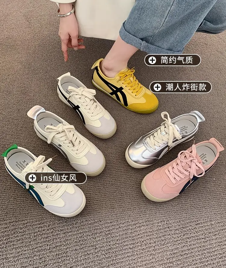 Fashionable Forrest Gump Shoes for Women 2025 New Summer Silver Flats-Soled Lace-Up Casual Sports Comfortable and Lightweight White Shoes — feature 2