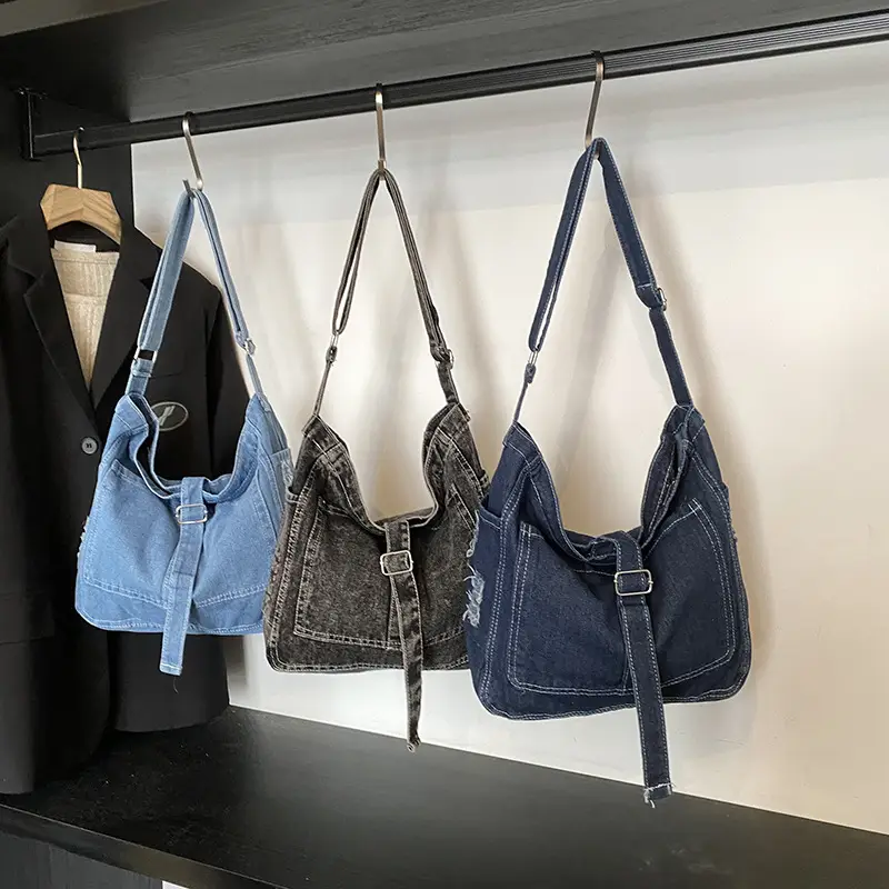 Blue Denim Sports Tote Bag for Girls Large Capacity - Image 7