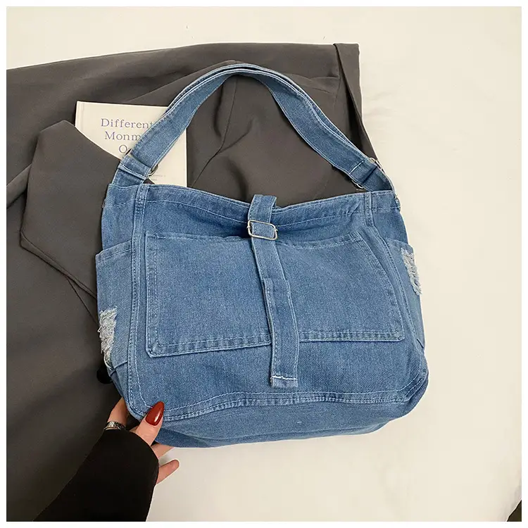 Blue Denim Sports Tote Bag for Girls Large Capacity — feature 25