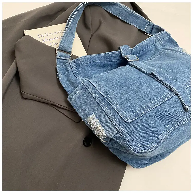 Blue Denim Sports Tote Bag for Girls Large Capacity — feature 6