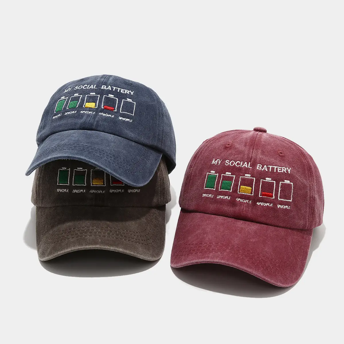 Men Women Battery Embroidered Baseball Cap Maroon - Image 8