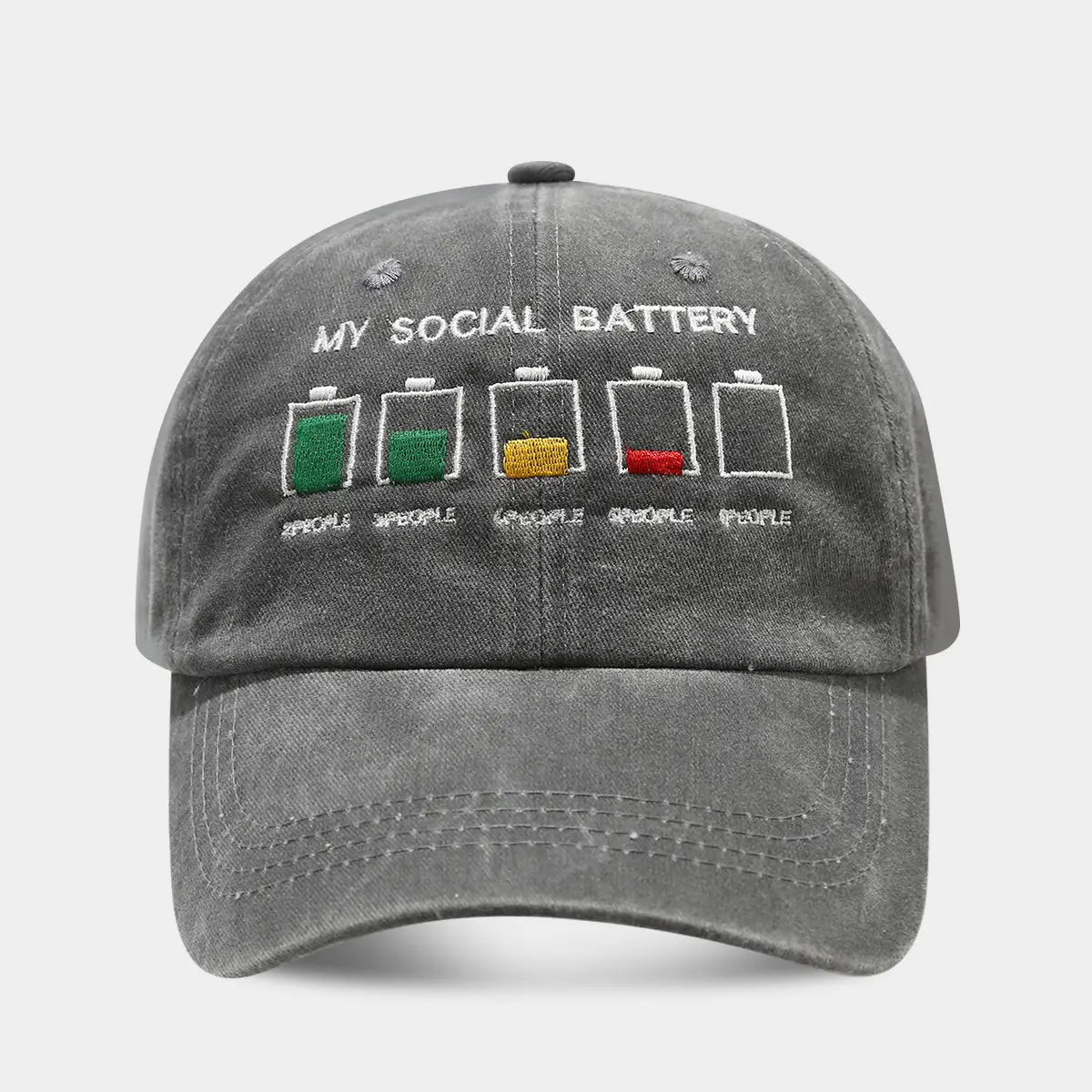 Men Women Battery Embroidered Baseball Cap Maroon - Image 2