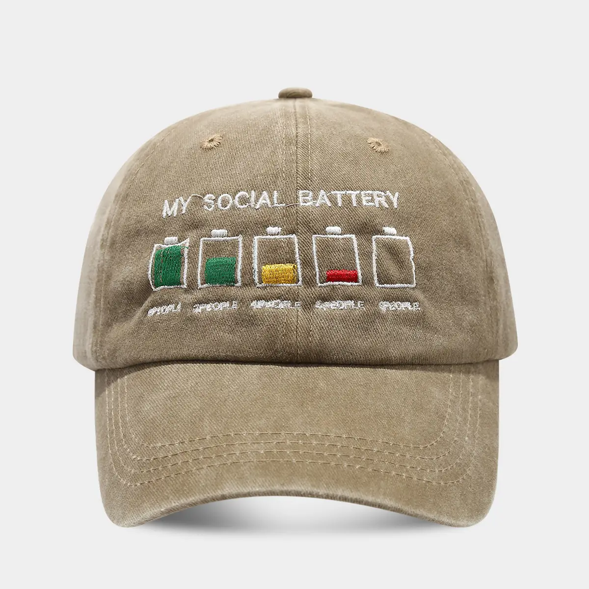 Men Women Battery Embroidered Baseball Cap Maroon - Image 3