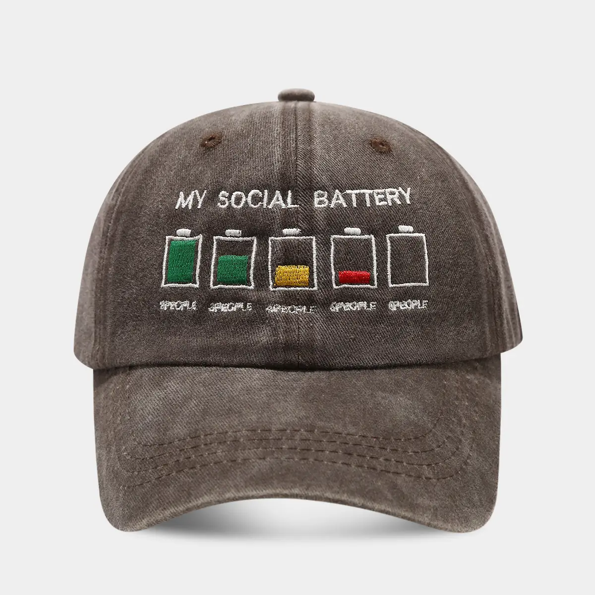 Men Women Battery Embroidered Baseball Cap Maroon - Image 6