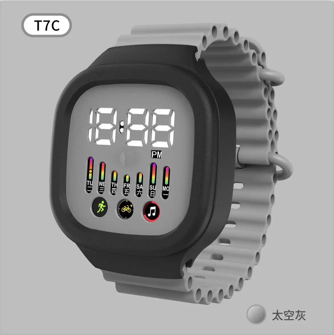 TTC Blue Digital Watch 12:28 PM Display - Image 4